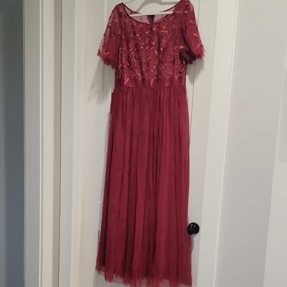 Ever Pretty Elegant Burgundy Maxi Dress